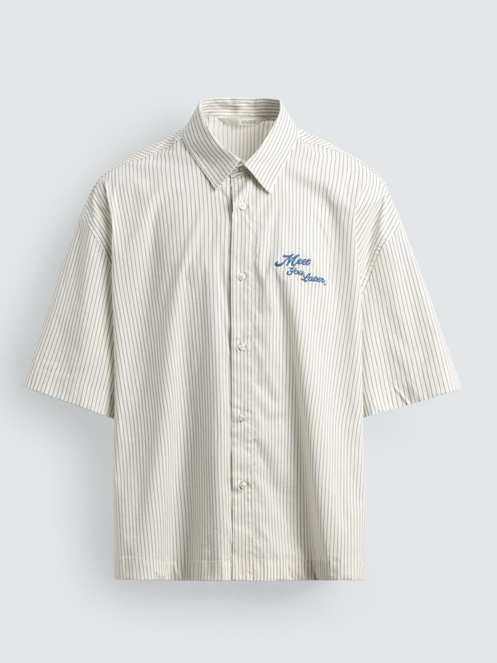 Zara CONTRASTING PRINT STRIPED SHIRT
